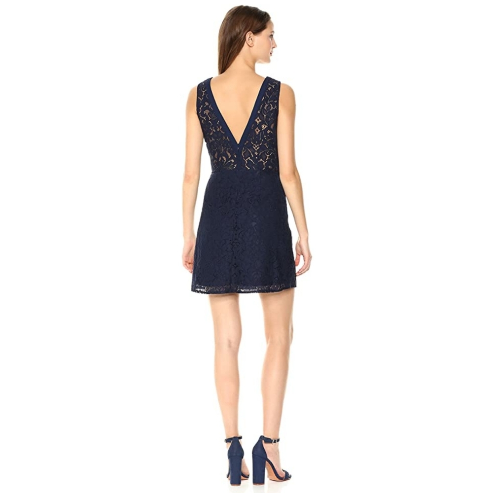 BB Dakota Janelle V neck navy lace dress - Picture 3 of 10